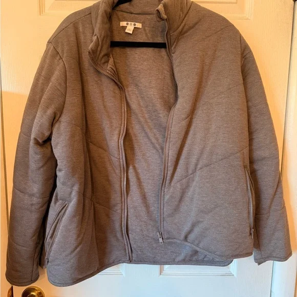 Three Dots Charcoal Puffer Jacket - Picture 1 of 5